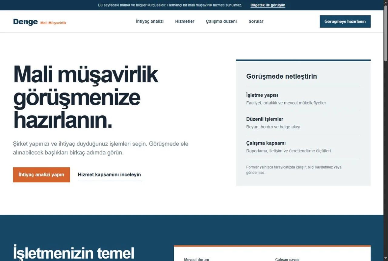 Mali müşavir web sitesi örnek web sitesi
