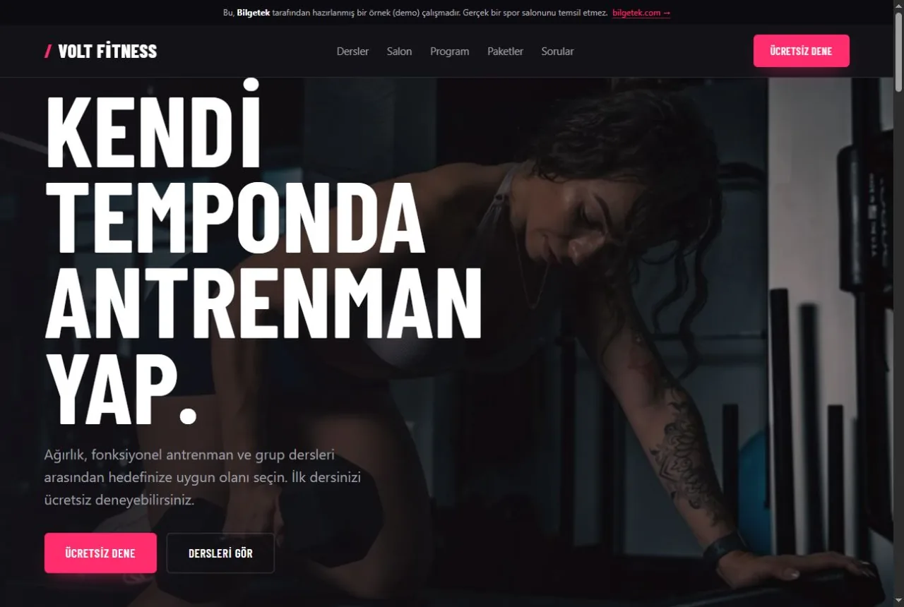 Spor salonu web sitesi örnek web sitesi