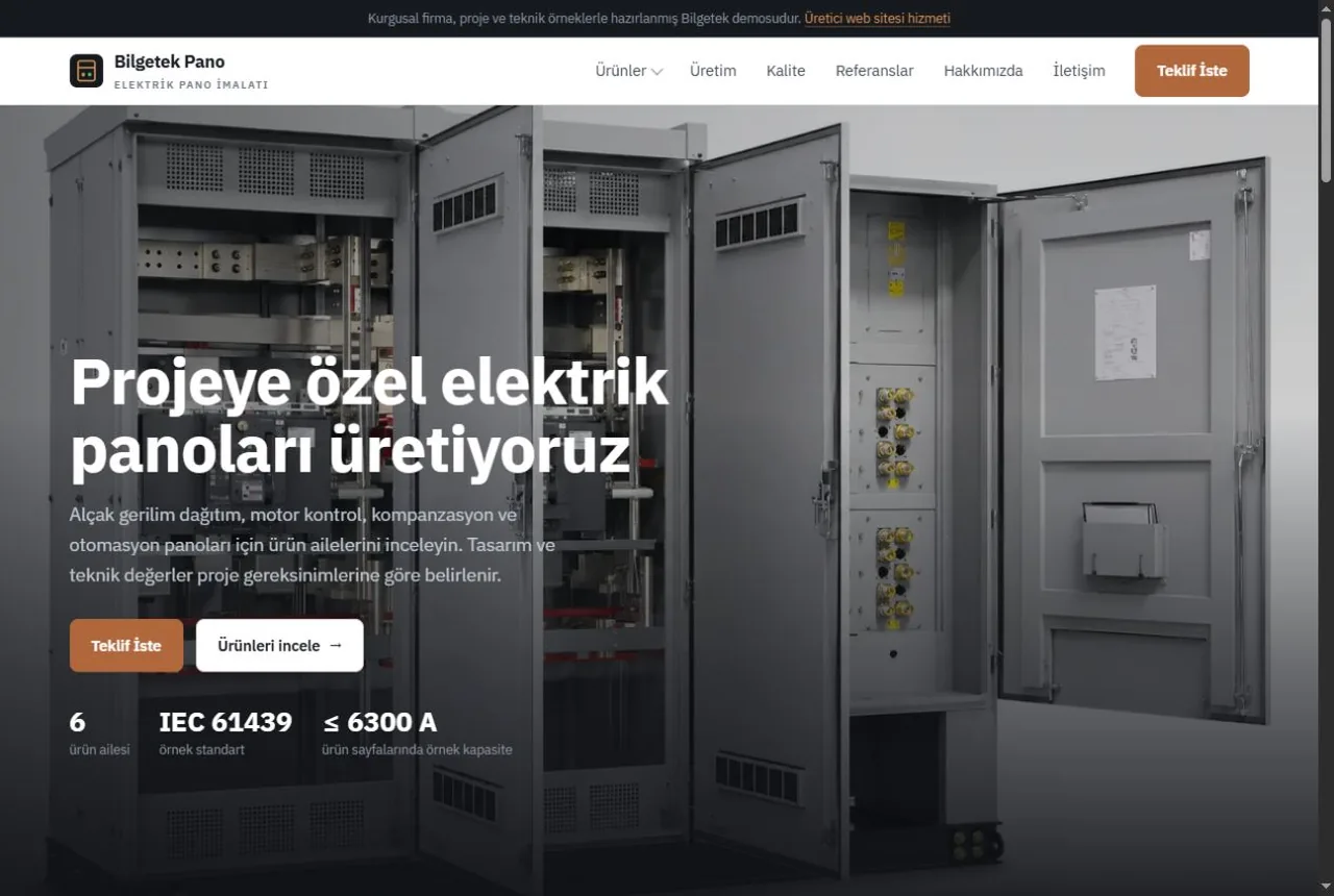 Üretici ve ihracatçı web sitesi örnek web sitesi